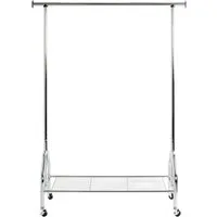 HAKU Garderobenständer Garderobe, Garderobenständer, Kleiderständer auf Rollen, Kleiderwagen, rechteckig - aus Metall Silber - B/T/H 120/50/165 cm