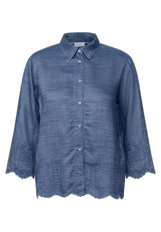 CECIL - Lyocellbluse mit Stickerei blau - Gr. - S