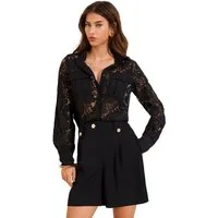 LIPSY Hemdbluse Lipsy T-Shirt aus Satin, Tasche + Spitze, Regular (1-tlg)