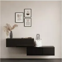 Planetmöbel Garderobenschrank Kompaktgarderobe Wandschrank 200 cm (schmaler Flurschrank mit Stauraum, 2-St., Flurgarderobe mit Soft-Open Funktion) Flurkommode vielseitig kombinierbar, 2x 100 cm
