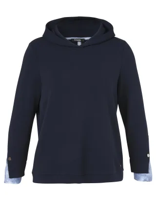 Frapp - Sweatshirt Kapuze 1/1 Arm Materialmix navy multicolor - Gr. - 46
