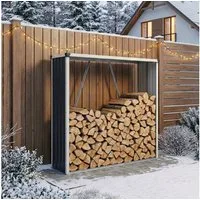 casa.pro Kaminholzregal, BxTxH:158x47x152 cm, »Kalmar« Brennholzunterstand aus Stahl 158x47x152cm Anthrazit