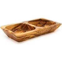 Benera Snackschale Olivenholz Schale mit 2 Fächer I Snackschale Schälchen, Olivenholz