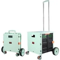 P & K Sackkarre 2in1 Einkaufstrolley: Klappbare Transportbox mit 6-Zoll XL-Rädern