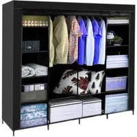 Ruhhy Kleiderschrank Stoffschrank Textilgarderobe Faltschrank (Spar-Set, 1-St., 170 x 170 x 42 cm faltbar) Faltbar, Reißverschluss, 14 Fächer, 2 Kleiderstangen