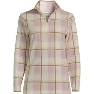 Gemusterter Fleece-Pullover mit Reißverschluss, Damen,  Pink, Polyester, by Lands' End