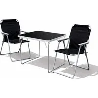 Mojawo Essgruppe 3-tlg. Camping Set Gartenmöbel Campingtisch 2 x Campingstuhl schwarz