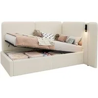 REDOM Polsterbett 90x200 cm mit USB- und Type-C-Anschlüssen (Packung, 1-tlg., Hydraulik-Stauraum, Leselampe inklusive, als Tagesbett), Ideal als Sofabett & Gästebett mit Komfort(ohne Matratze)