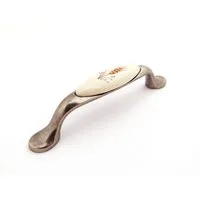 SO-TECH® Möbelgriff Porzellangriff VENUS Silber Antik / Cremefarbig BA 96 mm, Lochabstand 96 mm, Länge 128 mm, Ährendekor inkl. Schrauben