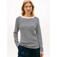 Tommy Hilfiger Strickpullover CO CARDI FINE GG LS BOAT-NK SWT mit Raglanärmel, Logostickerei