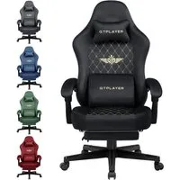 GTPLAYER Gaming-Stuhl Stoff Gaming Chair Ergonomisch Bürostuh PC Stuhl, 150kg Belastbarkeit, Schreibtischstuh mit Federsitzkissen und Fußstütze