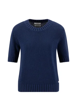 FYNCH-HATTON - SHORT SLEEVE KNIT TAPE YARN SOLID galaxy blue - Gr. - S