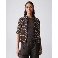 OPUS Langarmbluse FADENA LEAVES mit Crinkle-Print Perlmuttknöpfe setzen einen klaren Casual-Akzent