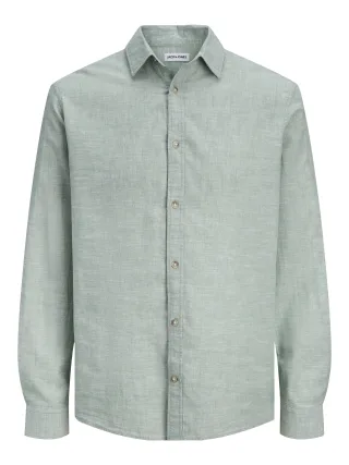 JACK&JONES - JJESUMMER LINEN BLEND SHIRT L/S SN Grün - Gr. - M