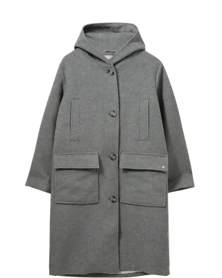 MOS MOSH - MMKenya Hoodie Wool Coat grey melange - Gr. - S