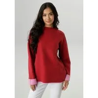 Aniston SELECTED Strickpullover mit rosafarbenen Zierkanten