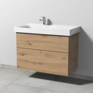 Sanipa 3way Waschtischunterbau zu Geberit Xeno2 Waschtisch mit 2 Auszügen, Eiche Natural-Touch SM66285