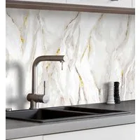MyMaxxi Küchenrückwand Küchenrückwand selbstklebend Marmor Weiß Gold Spritzschutz Folie, (Klebefolie passend geschnitten und gerollt B 60 cm x H 60 cm), Marmor Weiß Gold B 60 cm x H 60 cm