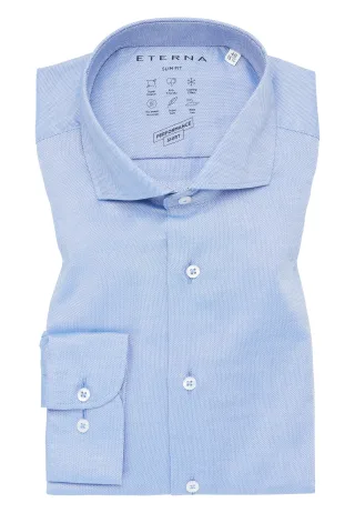 ETERNA - Performance Shirt Natté-Stretch Langarm mittelblau - Gr. - 46/Langarm - 67cm