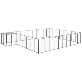VidaXL Hundezwinger Stahl schwarz 6,6 m, 4,4 m, 1,1 m