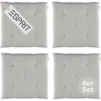 Esprit Stuhlkissen NEEDLESTRIPE Sitzkissen, 40 x 40 cm - 4er Set in Grau