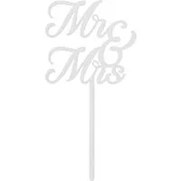 partydeco Tortenstecker, Cake Topper Mr & Mrs Hochzeit 16,5x8,3cm Weiß