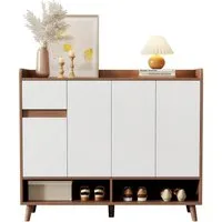 Merax Schuhschrank mit 1 Schublade, 4 Türen und verstellbaren Regal (1-St) Kommode mit viel Stauraum, Anrichte, Schuhschrank, Breite 120cm