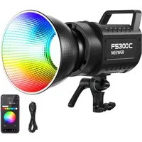 Neewer Videoleuchte FS300C 300W RGB LED Videolicht, mit APP/2.4G Steuerung, Bowens Mount, 17 Effekte, 29000lux/1m, COB Dauerlicht für Studiofotografie