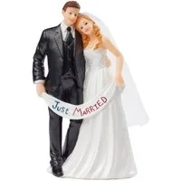 HobbyFun Dekofigur Hochzeitspaar Just Married, 7 cm x 5,5 cm x 13,5 cm