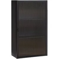 en.casa Hängeschrank »Zundert« 60 x 35 x 15 cm mit geriffelter Glastür Stahl Schwarz