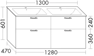 Burgbad Waschtischunterschrank Sys30 PG3 Diago 601x1280x470 Grau Hochglanz, SFUR128F1509 SFUR128F1509