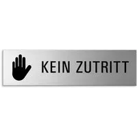 OFFORM DESIGN Hinweisschild Kein Zutritt 15x4 cm Aluminium Edelstahloptik