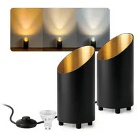 SSC-LUXon LED Tischleuchte Tischlampe AUREVA Bodenlampe LumiFLEX GU10 5W Birne 3in1 Lichtfarben, Neutralweiß, Warmweiß, Tageslichtweiß