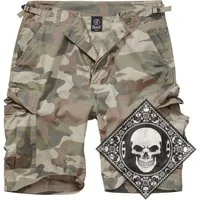 Brandit Cargoshorts Cargo Shorts kurze Hose Ripstop Army mit UD Bandana