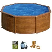 Gre Rundpool PACIFIC in Holzoptik inkl. Zubehör (Set, 4-tlg), Höhe: 120 cm, in versch. Größen erhältlich