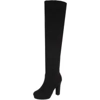 Ital-Design Overknee-Stiefel mit hohem Absatz für Damen eleganter Look Overkneestiefel (90726994) Blockabsatz Stiefel in Schwarz