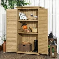 Outsunny Gerätehaus mit Lamellentüren, 3 Regale, Wetterbeständig, BxT: 87x46.5 cm, (Gartenschrank, 2 St., Geräteschuppen), Wasserfestes Dach und gute Belüftung