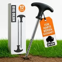 BigDean Zelthering 12 Stück Heringe Erdnägel stabil auch für Harte Böden Zeltheringe, (Set, 1-St., Heringe), Stabil, Eindrehbar, Für Harte Böden geeignet