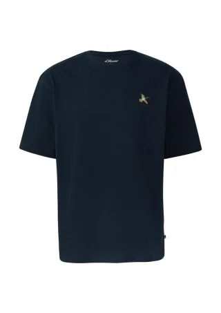 s.Oliver Red Label - Heavy Jersey T-Shirt im Relaxed Fit mit Stickerei blau - Gr. - XL