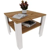 TREND WERK Couchtisch mit zusätzlicher Ablagefläche in 53×53×47 cm und 92×50×45 cm (Moderner Wohnzimmertisch im Retro Loft Design), Stabiler Beistelltisch für Wohnzimmer, Büro & Lounge