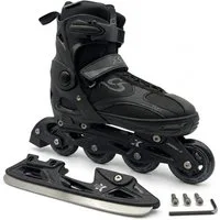 Cox Swain Inlineskates Cox Swain Black Ice 2in1 Inliner & Schlittschuhe L 40-43, (1-St), Mitwachsende Kombi-Skates mit PU-Rollen, ABEC 7 & Edelstahlkufen
