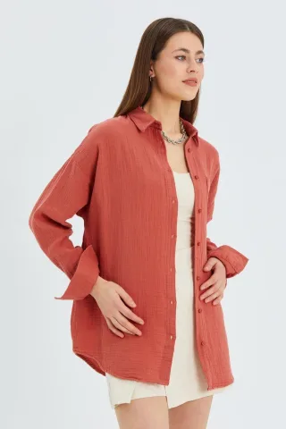 Übergröße Musselin Basic Shirt