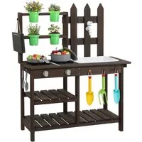 LALAHO Outdoor-Spielküche Holz Matschküche mit Pflanzentöpfen & Werkzeugen, Spielküche Für Garten, Balkon & Kinderzimmer geeignet