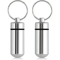 kwmobile Pillendose 2x Metall Pillendose (2 St), 4,8 x 1,7 x 1,7 cm - Tablettendose Box - Pillenbox Aluminium