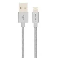 USB Adapterkabel, USB-A Stecker > Lightning Stecker silber/grau, 1 Meter, gesleevt
