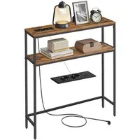 VASAGLE Konsolentisch schmaler Sofatisch mit 2 Ablagen, Flurtisch, 2 Ebenen, für Flur, Wohnzimmer, Schlafzimmer, 80/100/120x80×20cm