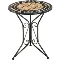 Kobolo Beistelltisch Gartentisch Tisch Esstisch Mediterran mit Platte mit Mosaik (kombinierbar, 1-St., 1 Tisch), Höhe 71 cm Durchmesser 61 cm