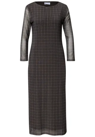 Street One - Maxikleid mit Karomuster braun - Gr. - 36