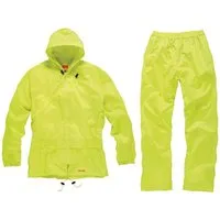 Scruffs Arbeitsjacke Regenanzug neon gelb, Regenjacke Regenhose Set Größe L