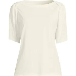 Supima-Shirt mit U-Boot-Ausschnitt für Damen, Damen, size: regular, Blau, Baumwolle, by Lands' End